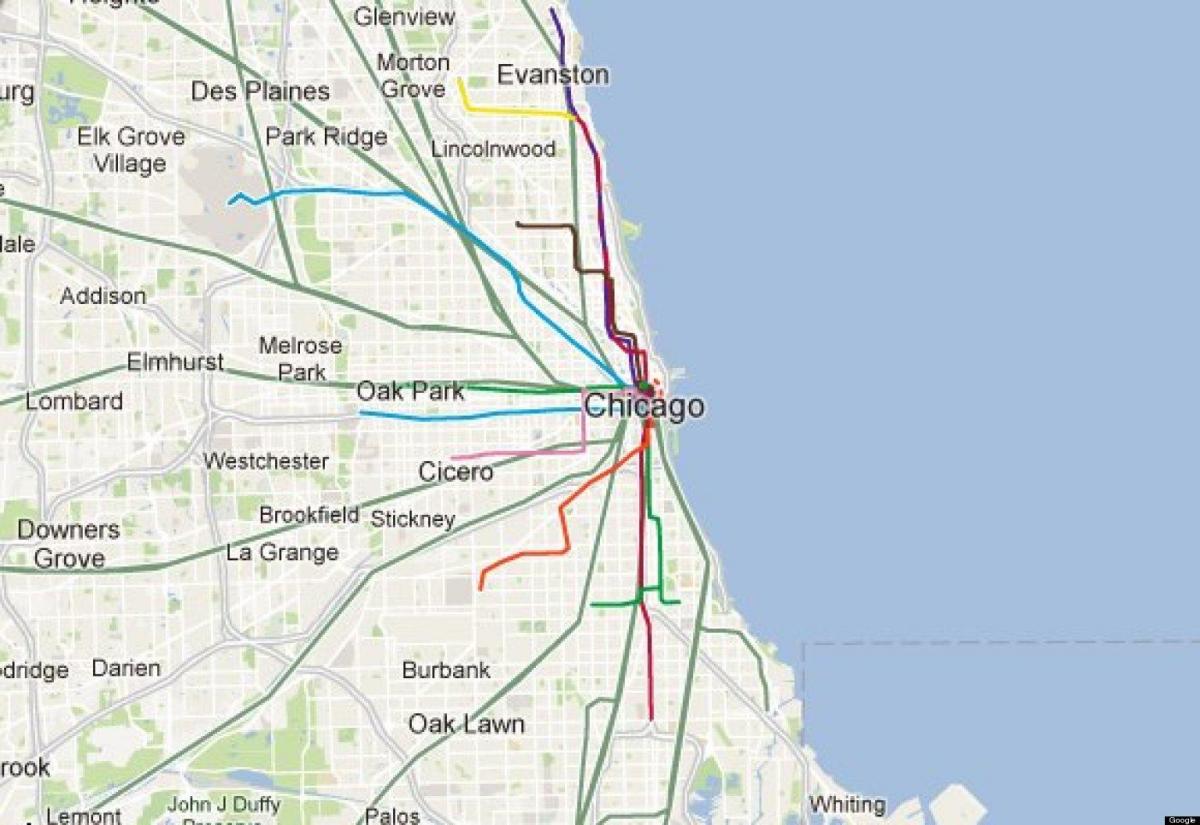 シカゴブルーライン路線図