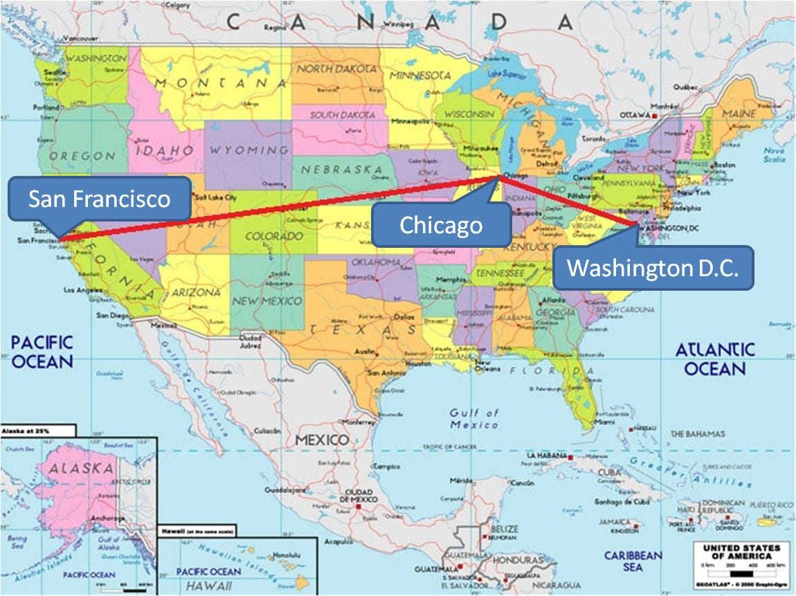シカゴのアメリカの地図