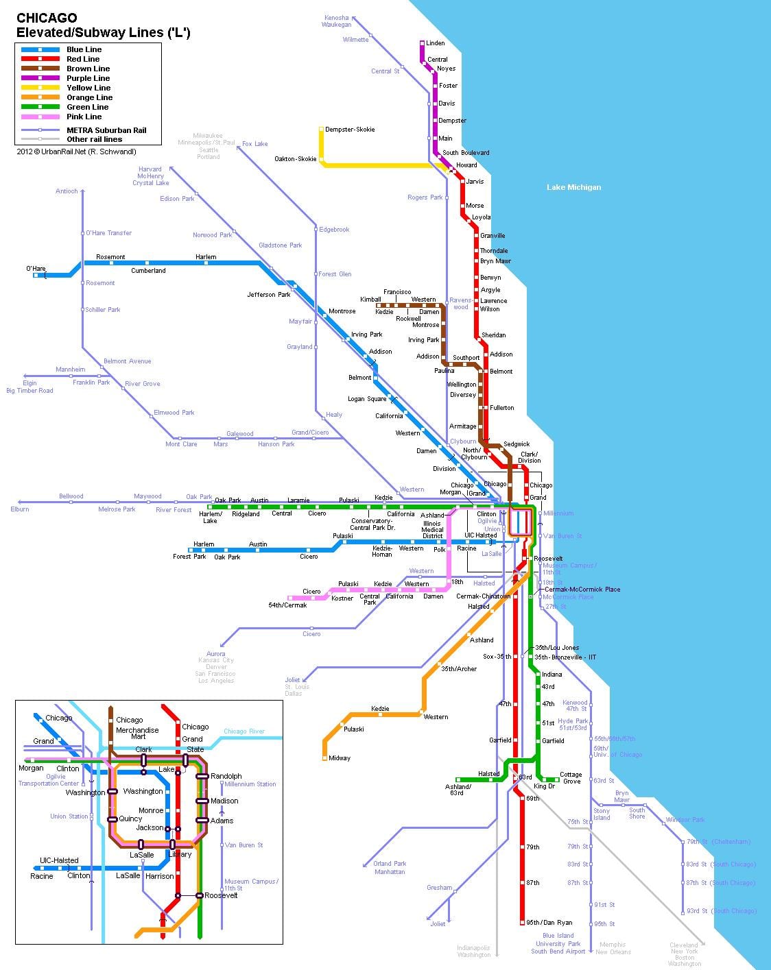 シカゴ地下鉄駅構内図
