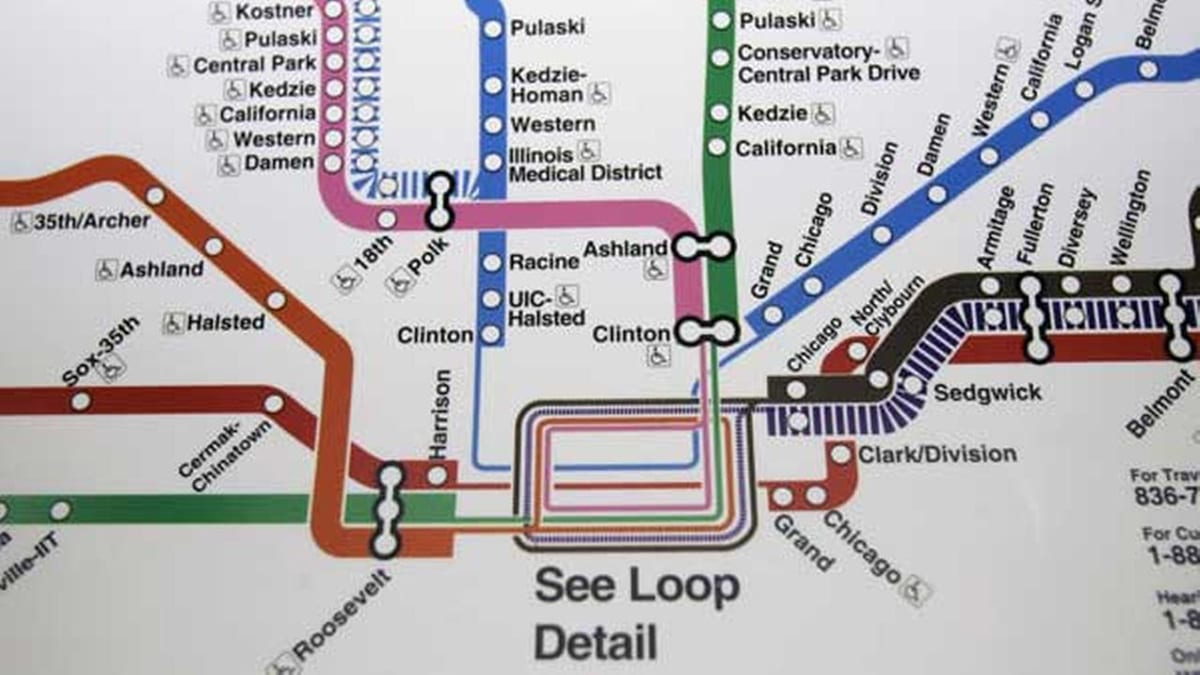 シカゴ地図地下鉄ブルーライン