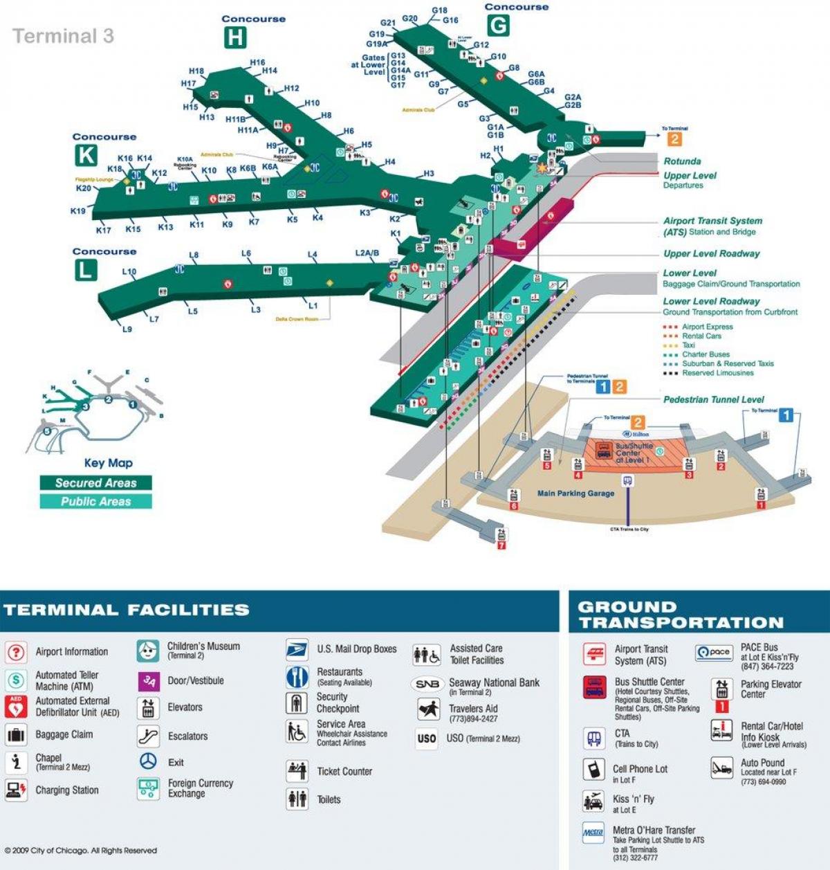 Oハーレ空港ターミナル3の地図