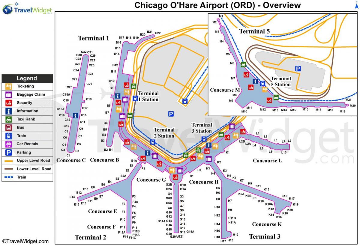 地図のシカゴハ空港