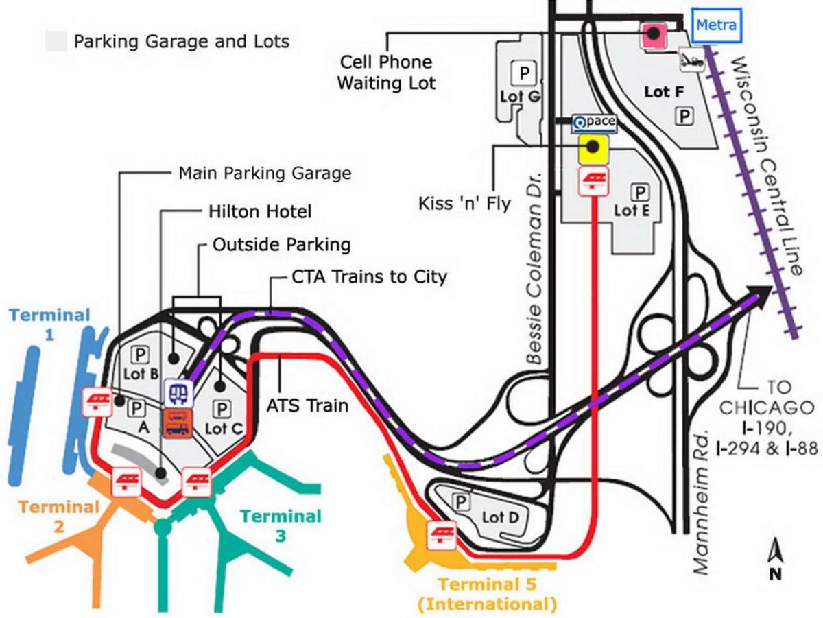 シカゴハーレ駐車場を地図