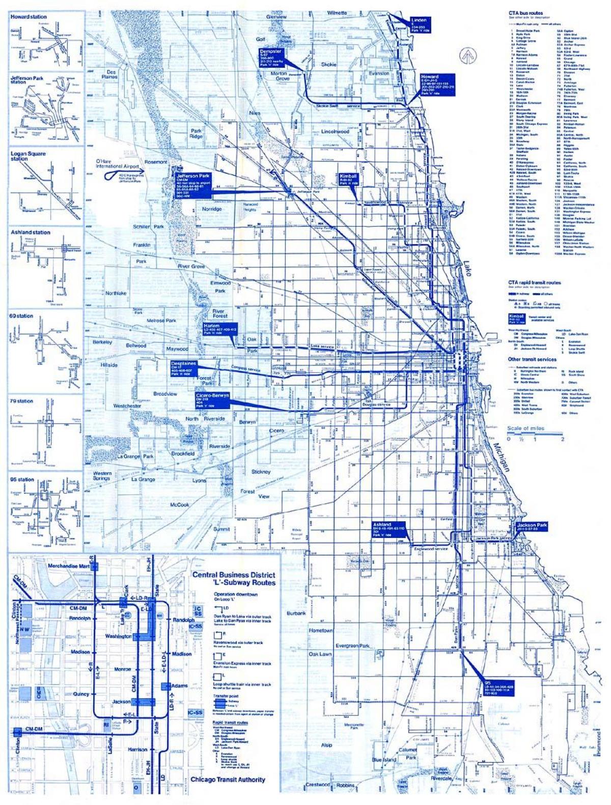 シカゴのバスシステムの地図