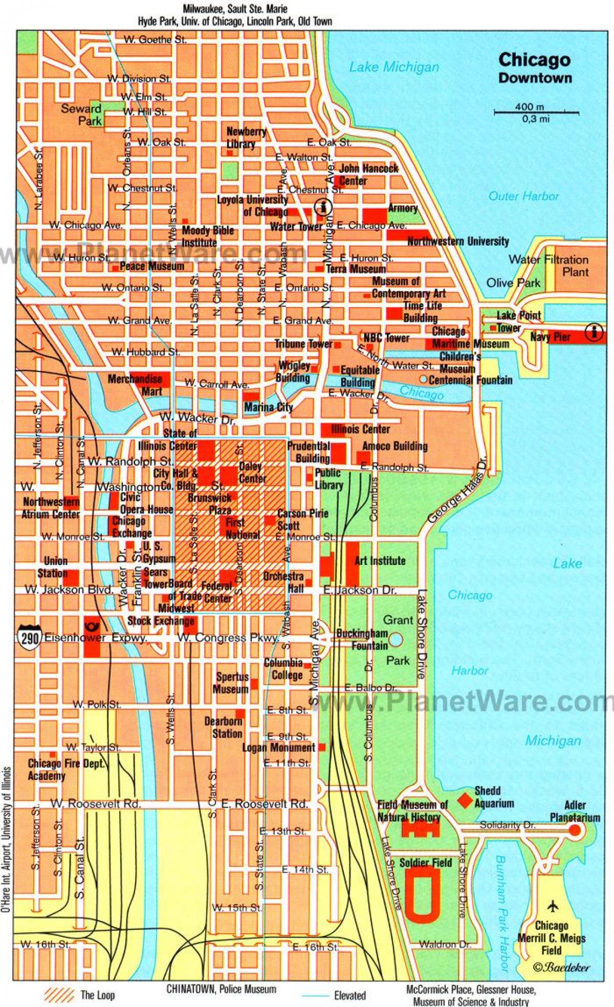 地図シカゴのの名所