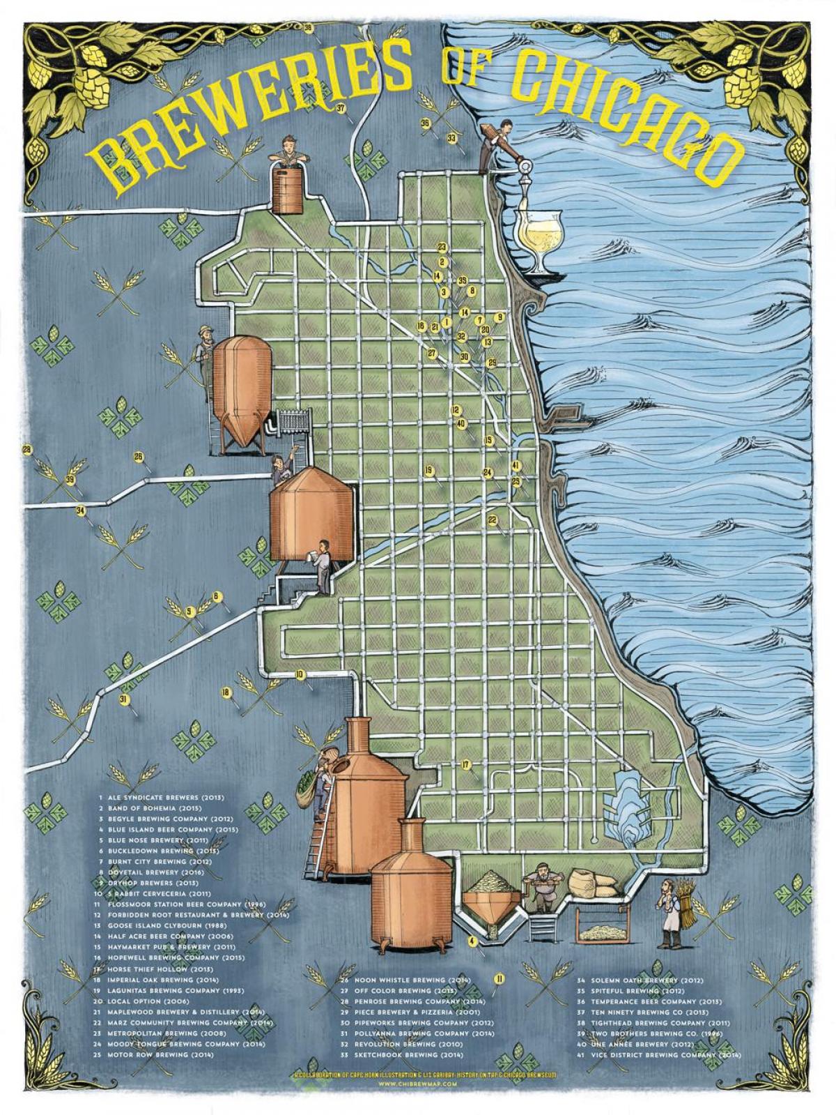 シカゴのビールの地図