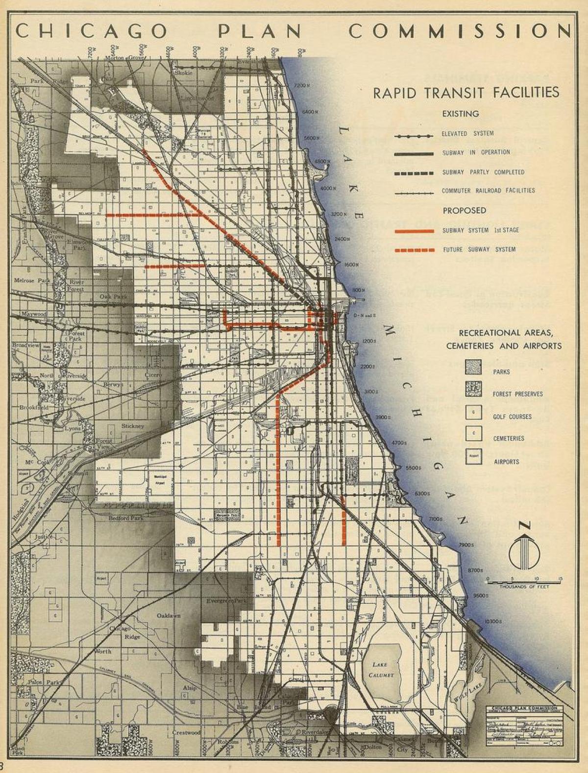地図のシカゴ地下鉄