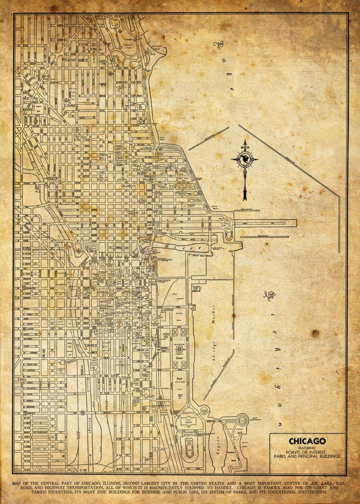 ヴィンテージの地図のシカゴ