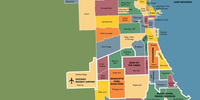 地図の地区のシカゴ