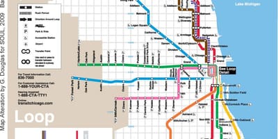 シカゴ路線図をブルーライン