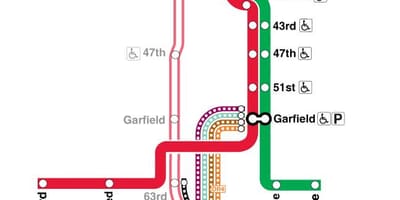 地図の赤いラインシカゴ